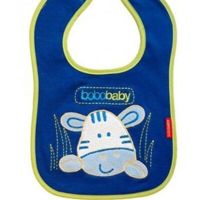 BOBO BABY Trojvrstvový bavlnený podbradník Zebra - modrý