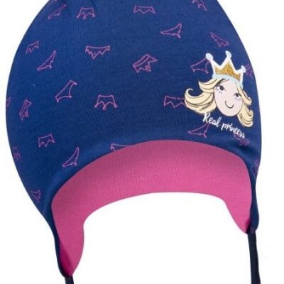 YO !  Bavlnená čiapočka YO! Little princess - granátová - so zaväzovaním