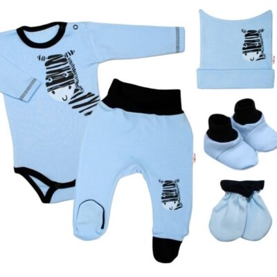 Baby Nellys Súpravička do pôrodnice Zebra - modrá, veľ. 56
