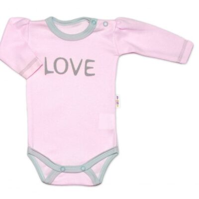 Baby Nellys Body dlhý rukáv Love - ružové
