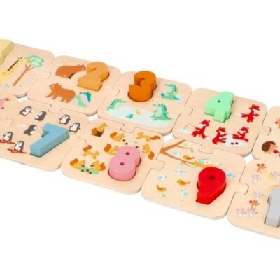 Drevené puzzle so zvieratkami - učenie sa počítať