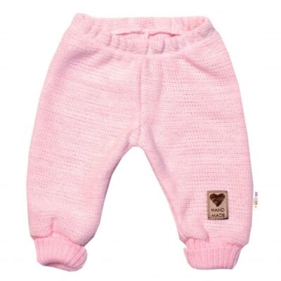 Pletené dojčenské nohavice Hand Made Baby Nellys, ružové, veľ. 80/86