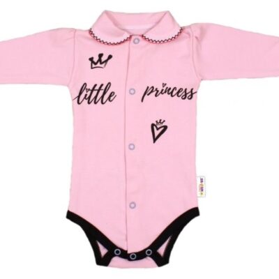 Baby Nellys Body dlhý rukáv s golierikom, veľ. 68, ružové - Little Princess
