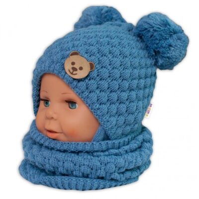 BABY NELLYS Pletený nákrčník / komínok - modrá
