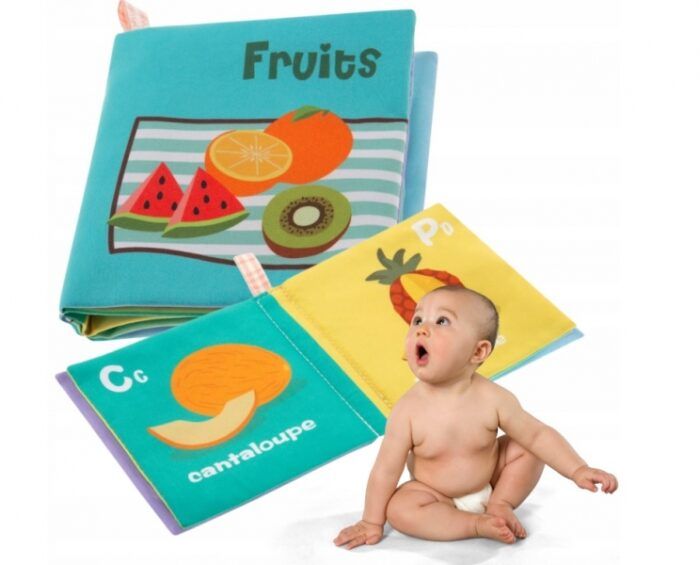 Mäkká, šuštiaca, kontrastná knižka pískacia - Fruits - Image 5