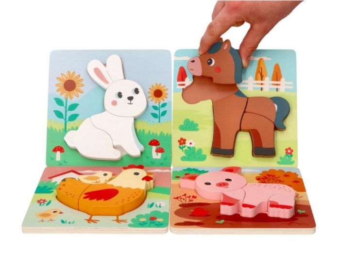 Sada 4 drevených puzzlí pre děti - farma - Image 2