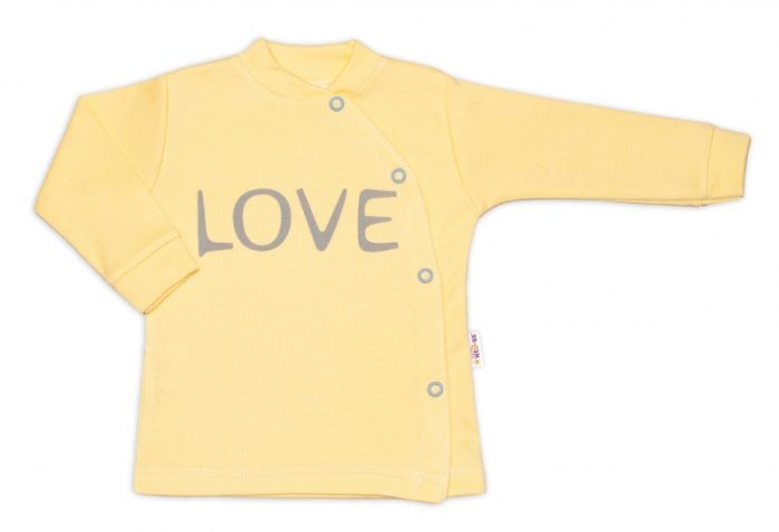 Baby Nellys Bavlnená košieľka Love zapínanie bokom - žltá, vel. 56