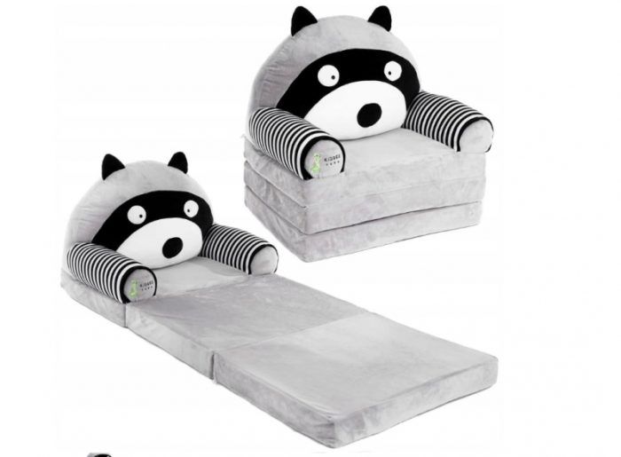 Baby Nellys Veľké rozkladací plyšové kresielko 3v1 sivé - Lemur - Image 2