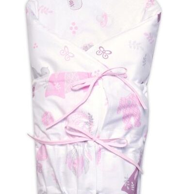 Baby Nellys Klasická retro zavinovačka LALLY šnurovacia s výplňou, New Love Baby - růžová