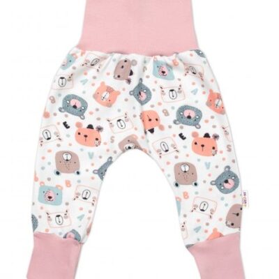 Tepláčiky - Baggy, bavlna Space Bear Pastel, Baby Nellys - púdrové, veľ. 68