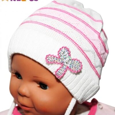 Čiapočka Prúžok Baby Nellys ® na zaväzovanie - biela