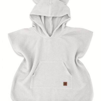Detské mušelínové pončo lux s kapucňou Teddy, rýchloschnúci, šedé