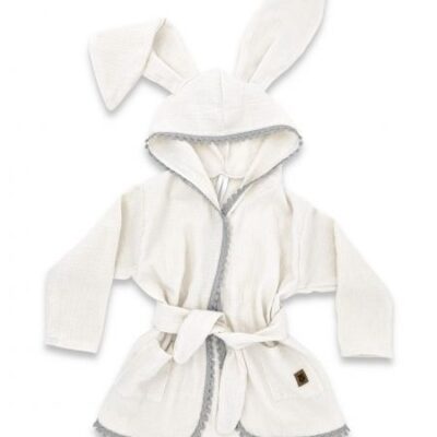 Detský mušelínový župan s uškami Bunny - smotanový