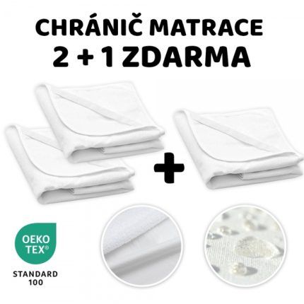 Chránič matraca do postieľky BASIC 2+1, 120x60cm, nepremokavý - biely